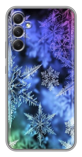 Чехол с картинкой "Разноцветные снежинки" для Samsung Galaxy A34