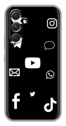 Чехол с картинкой "Белые иконки" для Samsung Galaxy A54