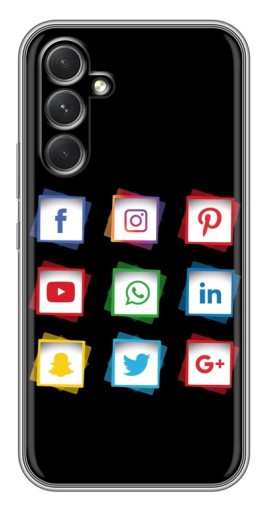 Чехол с печатью "Иконки на черном" для Samsung Galaxy A54