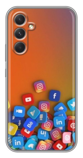 Чехол с печатью "Иконки соц сетей" для Samsung Galaxy A54