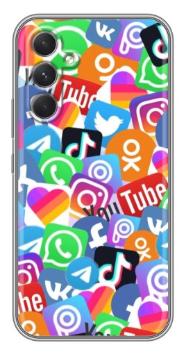 Чехол с картинкой "Яркие иконки" для Samsung Galaxy A54