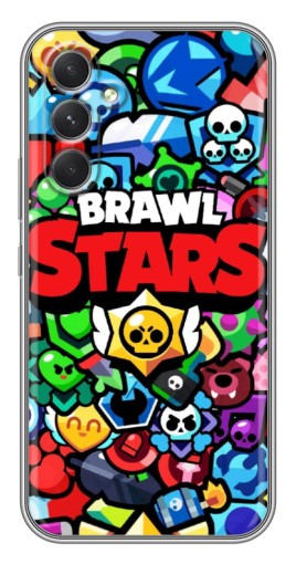 Силиконовый чехол с изображением "Значки Бравл Старс" для Samsung Galaxy A54