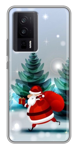 Чехол с картинкой "Дед Мороз с подарком" для Xiaomi POCO F5 Pro