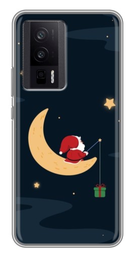 Чехол с картинкой "Санта на луне" для Xiaomi POCO F5 Pro