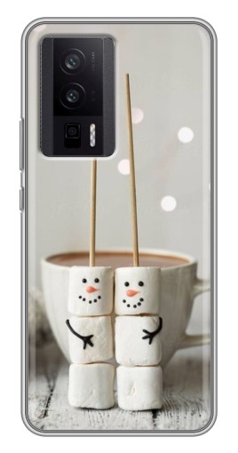 Чехол с картинкой "Снеговики из зефира" для Xiaomi POCO F5 Pro