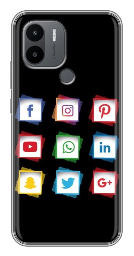 Силиконовый чехол с изображением "Иконки на черном" для Xiaomi Redmi A1 Plus
