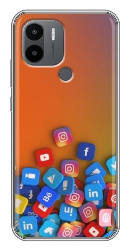 Чехол с картинкой "Иконки соц сетей" для Xiaomi Redmi A1 Plus