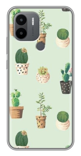 Силиконовый чехол с изображением "Кактусы в горшочках " для Xiaomi Redmi A1 Plus