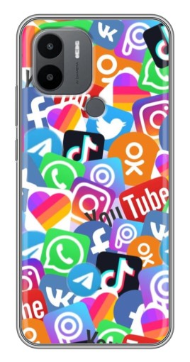 Чехол с принтом "Яркие иконки" для Xiaomi Redmi A1 Plus