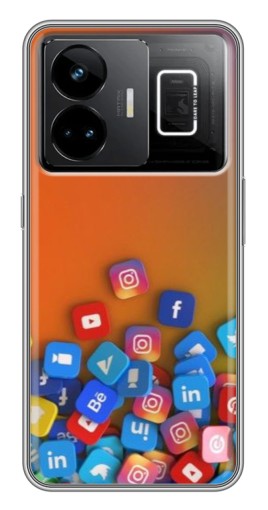 Силиконовый чехол с изображением "Иконки соц сетей" для Realme GT3