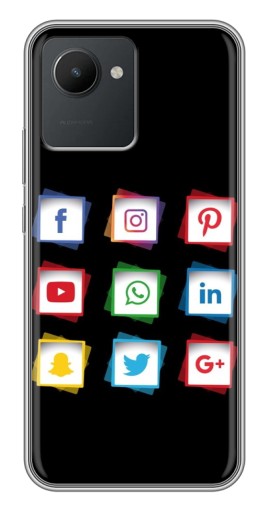 Чехол с печатью "Иконки на черном" для Realme C30