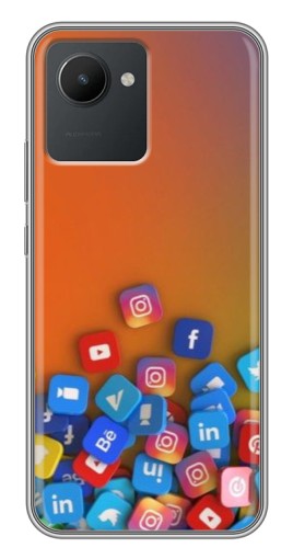 Чехол с принтом "Иконки соц сетей" для Realme C30