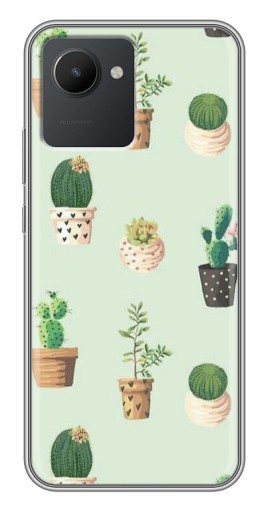 Чехол с принтом "Кактусы в горшочках " для Realme C30