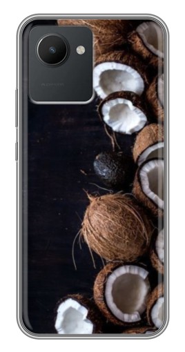 Чехол с картинкой "Кокосы на черном" для Realme C30