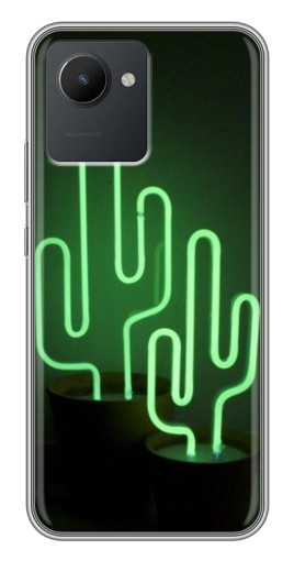 Чехол с картинкой "Неоновый кактус" для Realme C30