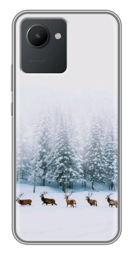 Силиконовый чехол с изображением "Олени в лесу" для Realme C30