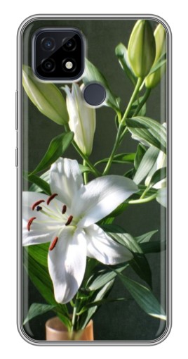 Силиконовый чехол с изображением "Белые лилии" для Realme C21