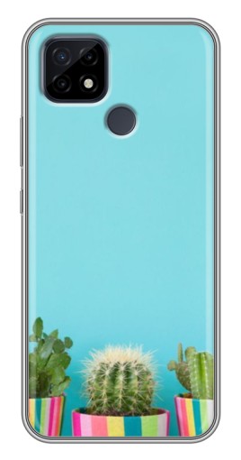 Чехол с картинкой "Маленькие кактусы" для Realme C21