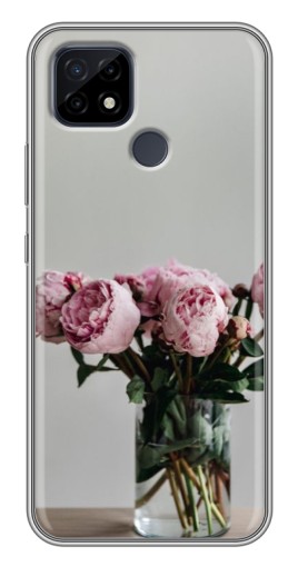 Силиконовый чехол с изображением "Пионы в вазе" для Realme C21