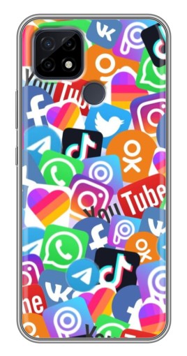 Чехол с принтом "Яркие иконки" для Realme C21