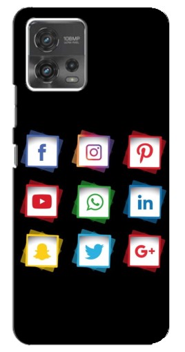 Чехол с печатью "Иконки на черном" для Motorola MOTO G72