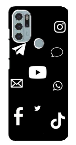 Чехол с принтом "Белые иконки" для Motorola MOTO G60s