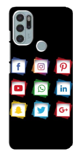 Чехол с принтом "Иконки на черном" для Motorola MOTO G60s