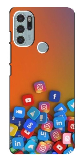 Силиконовый чехол с изображением "Иконки соц сетей" для Motorola MOTO G60s