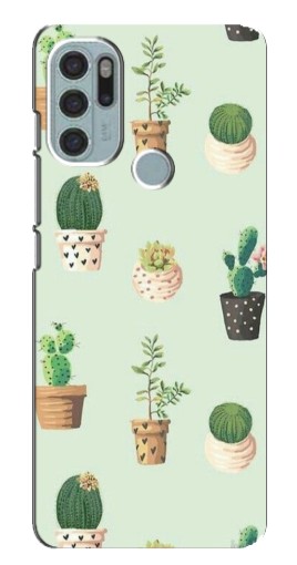 Чехол с печатью "Кактусы в горшочках " для Motorola MOTO G60s