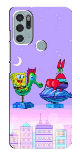 Чехол с картинкой "Крабс и Спанч Боб" для Motorola MOTO G60s
