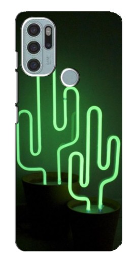 Чехол с картинкой "Неоновый кактус" для Motorola MOTO G60s