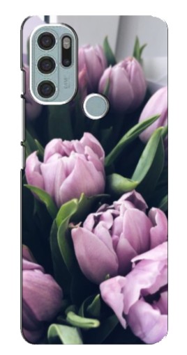 Чехол с картинкой "Сиреневые тюльпаны" для Motorola MOTO G60s