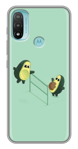 Чехол с картинкой "Авокадо волейболисты " для Motorola MOTO E40