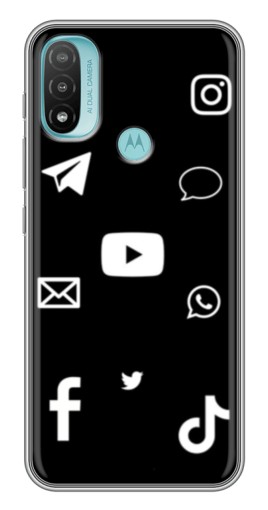 Чехол с принтом "Белые иконки" для Motorola MOTO E40