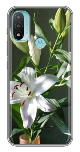 Силиконовый чехол с изображением "Белые лилии" для Motorola MOTO E40