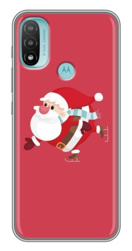 Силиконовый чехол с изображением "Дед Мороз на коньках" для Motorola MOTO E40