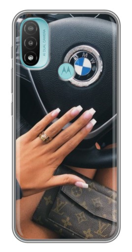 Чехол с картинкой "Девушка в БМВ" для Motorola MOTO E40