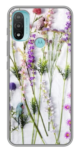 Силиконовый чехол с изображением "Фон полевых цветов" для Motorola MOTO E40