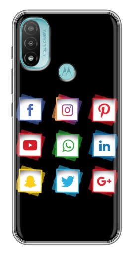 Чехол с принтом "Иконки на черном" для Motorola MOTO E40