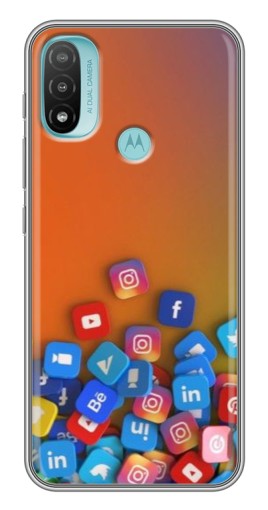 Чехол с картинкой "Иконки соц сетей" для Motorola MOTO E40