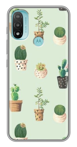 Чехол с картинкой "Кактусы в горшочках " для Motorola MOTO E40