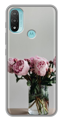 Чехол с печатью "Пионы в вазе" для Motorola MOTO E40