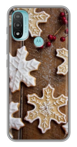 Силиконовый чехол с изображением "Пряники снежинки" для Motorola MOTO E40