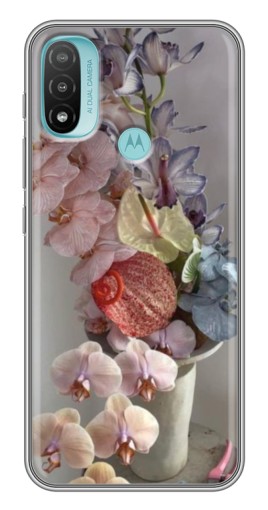 Чехол с печатью "Разноцветные орхидеи" для Motorola MOTO E40