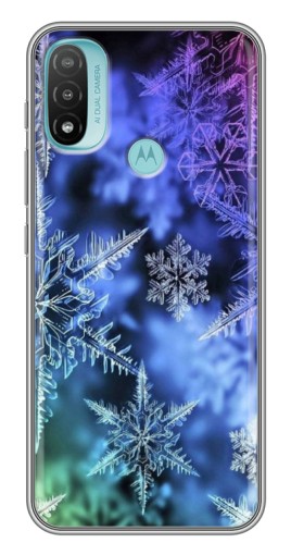 Чехол с картинкой "Разноцветные снежинки" для Motorola MOTO E40