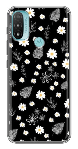 Чехол с печатью "Ромашки на черном" для Motorola MOTO E40