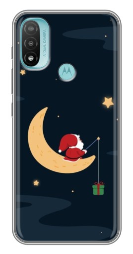 Силиконовый чехол с изображением "Санта на луне" для Motorola MOTO E40
