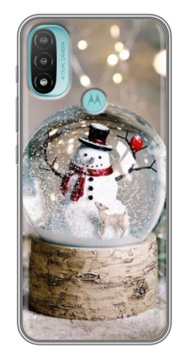 Чехол с печатью "Снеговик в шаре" для Motorola MOTO E40