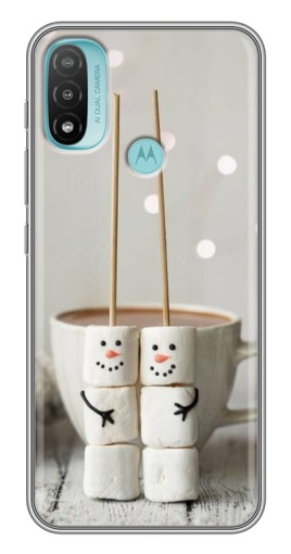 Силиконовый чехол с изображением "Снеговики из зефира" для Motorola MOTO E40