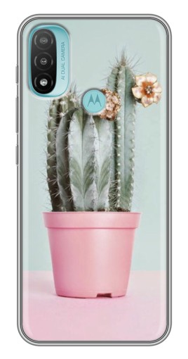 Чехол с принтом "Цветущий кактус" для Motorola MOTO E40